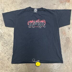 Y2K Thrasher Graphic Tee Men’s Small Black Flames Comfy Skater Streetwear 00s